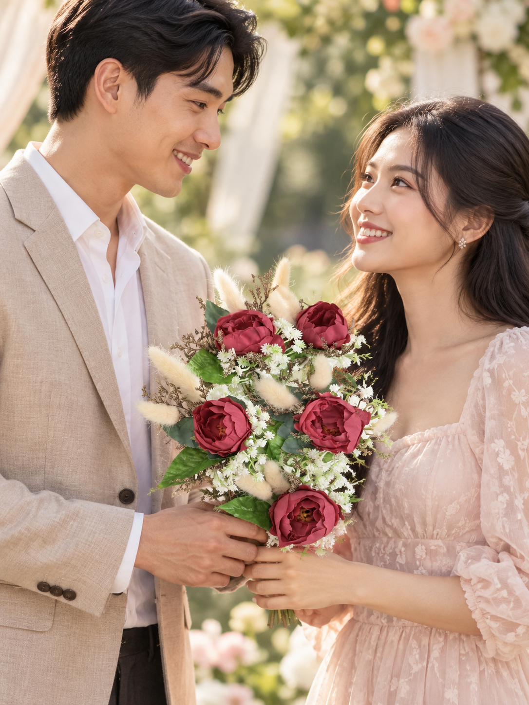 Crimson Blush Garden Bouquet thumbnail 4