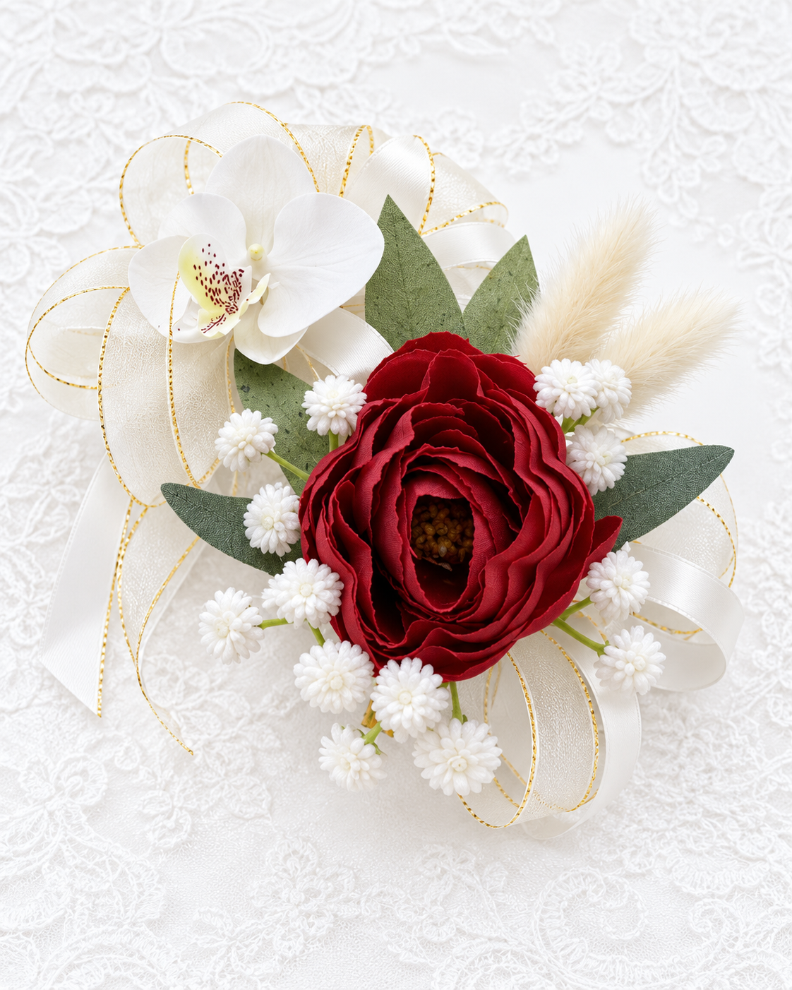 Crimson Lace Corsage
