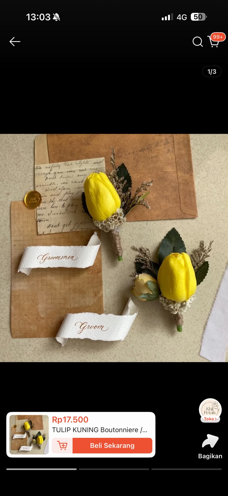 Golden Tulip Corsage thumbnail 6