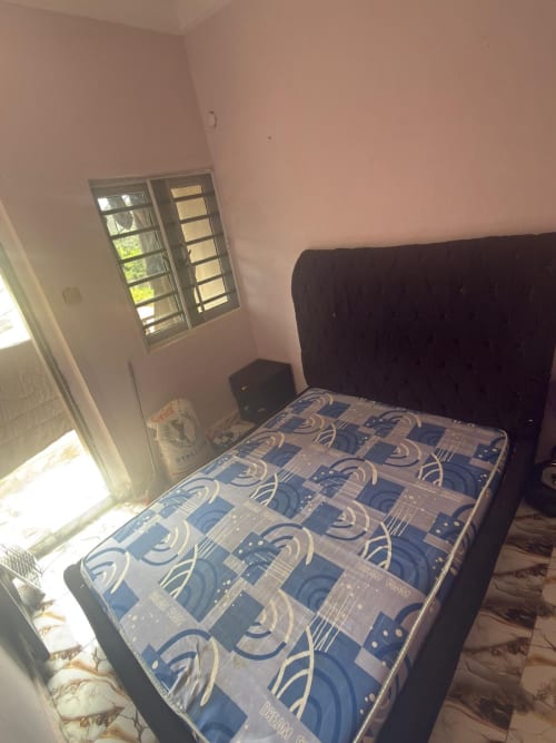 4by6 Mattress and bedstand with side drawer.