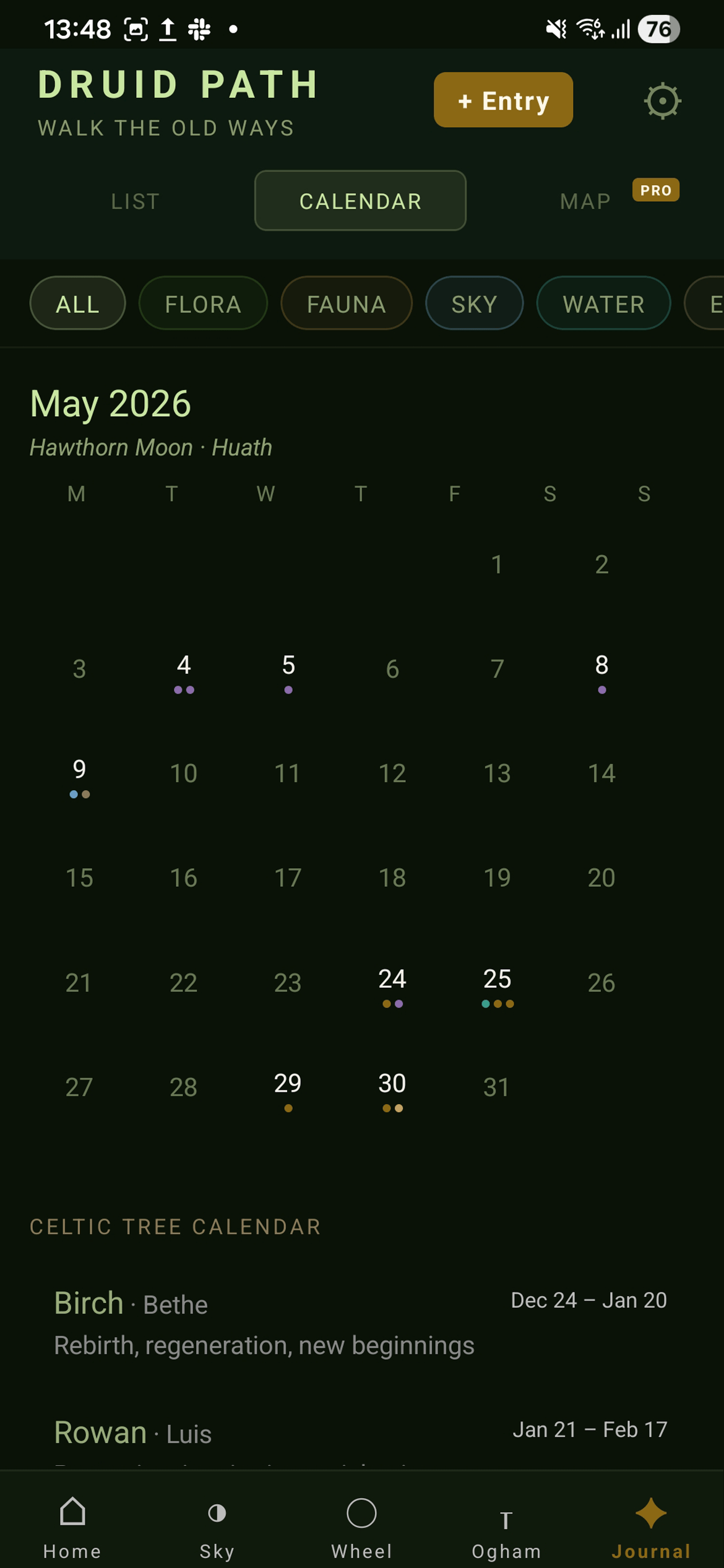 Nature Journal — Calendar