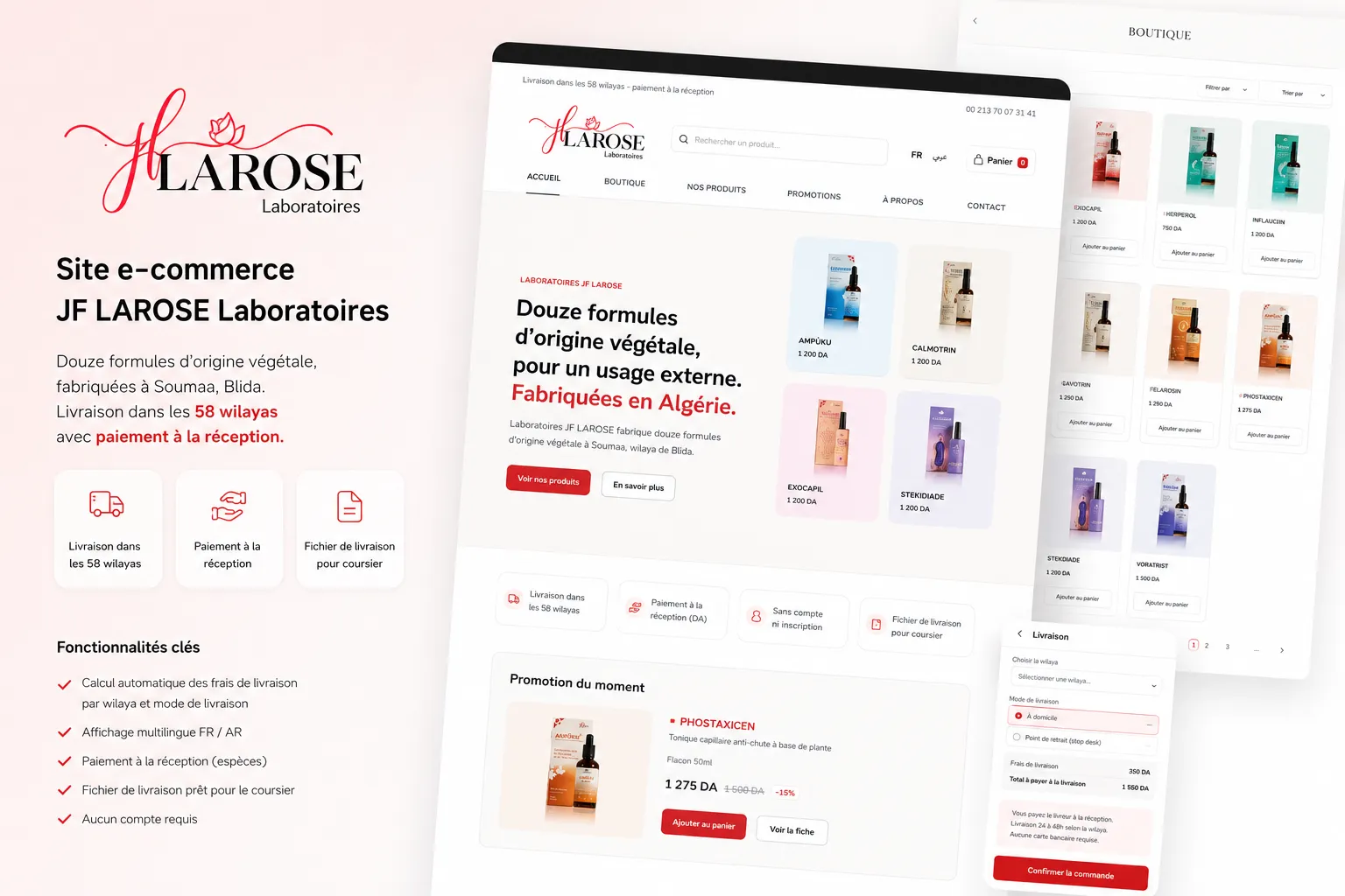 JF LAROSE Laboratoires — Plateforme e-commerce