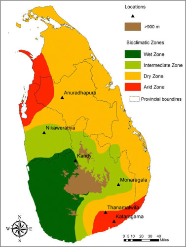 Sri Lanka climate zones