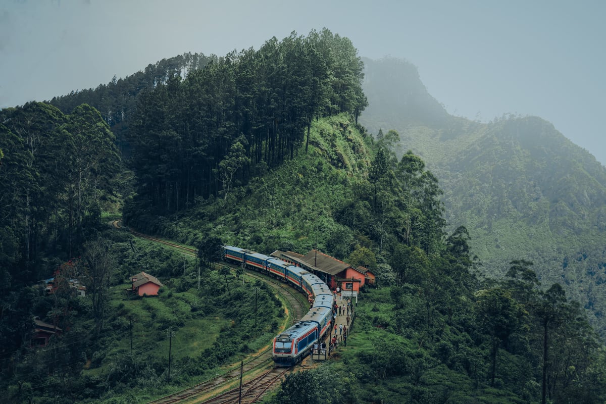 Scenic train ride in Sri Lanka