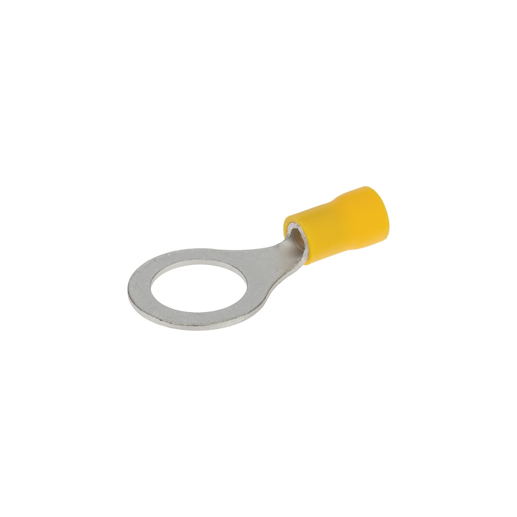 NSI Miniterms R12-50V R Series Ring Terminal, 12 to 10 AWG Conductor, 1.575 in L, Brazed Seam Barrel, Copper, Yellow