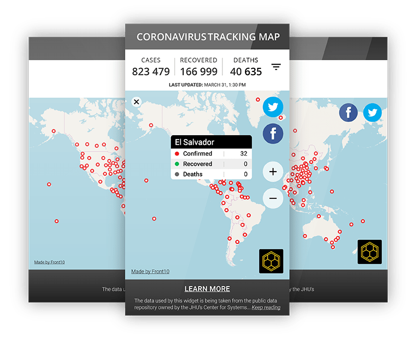 Coronavirus tracking map image