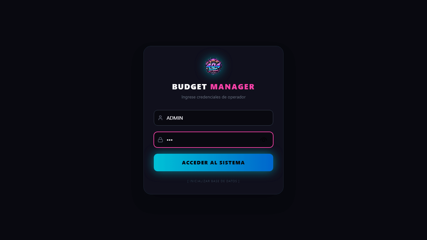 Pantalla LogIn del Budget Tracker