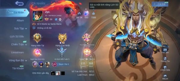Acc gần 400 skin, gần đủ đổi skin Legend