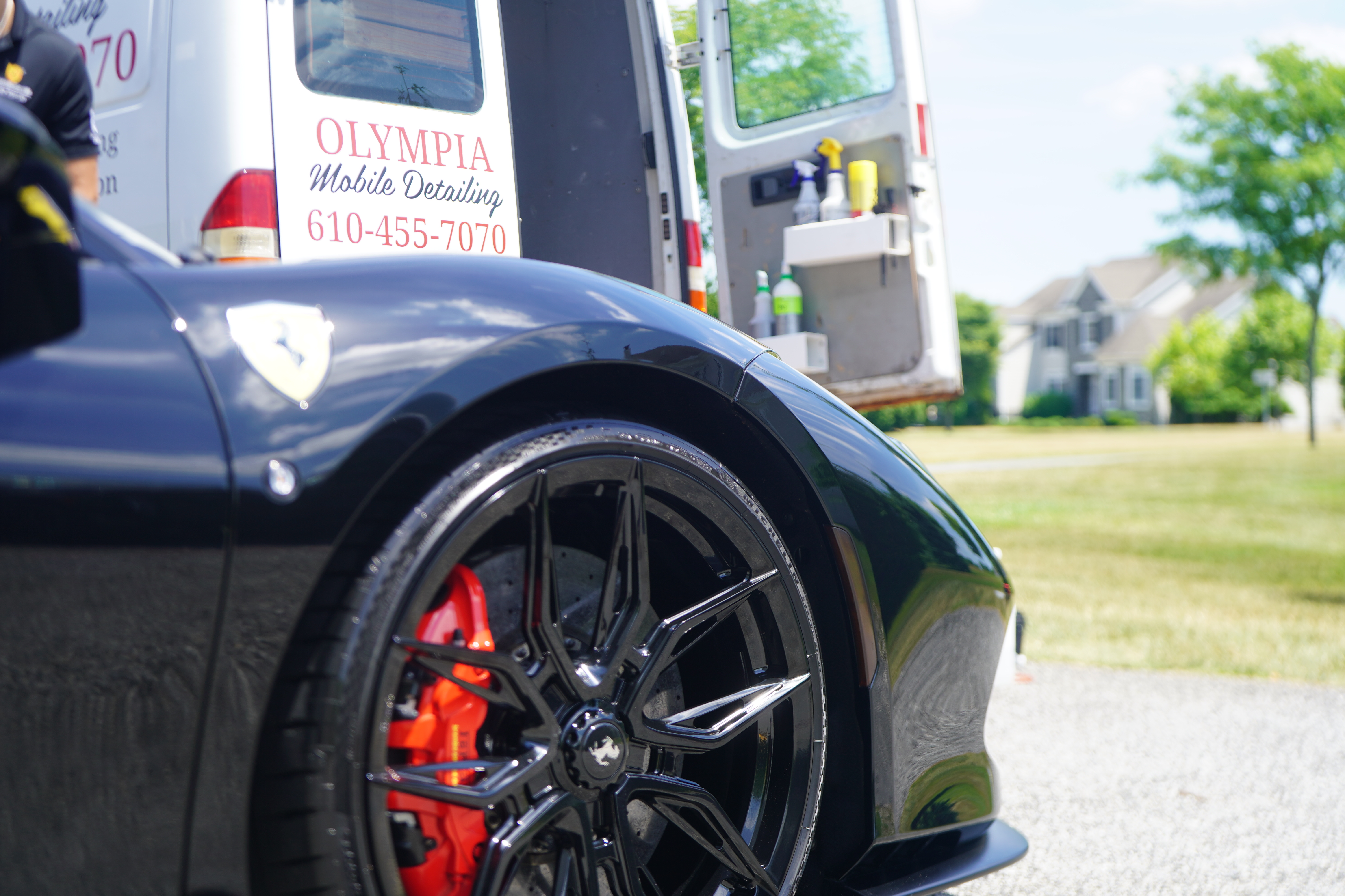 Lamborghini after detail with Olympia Detailing van