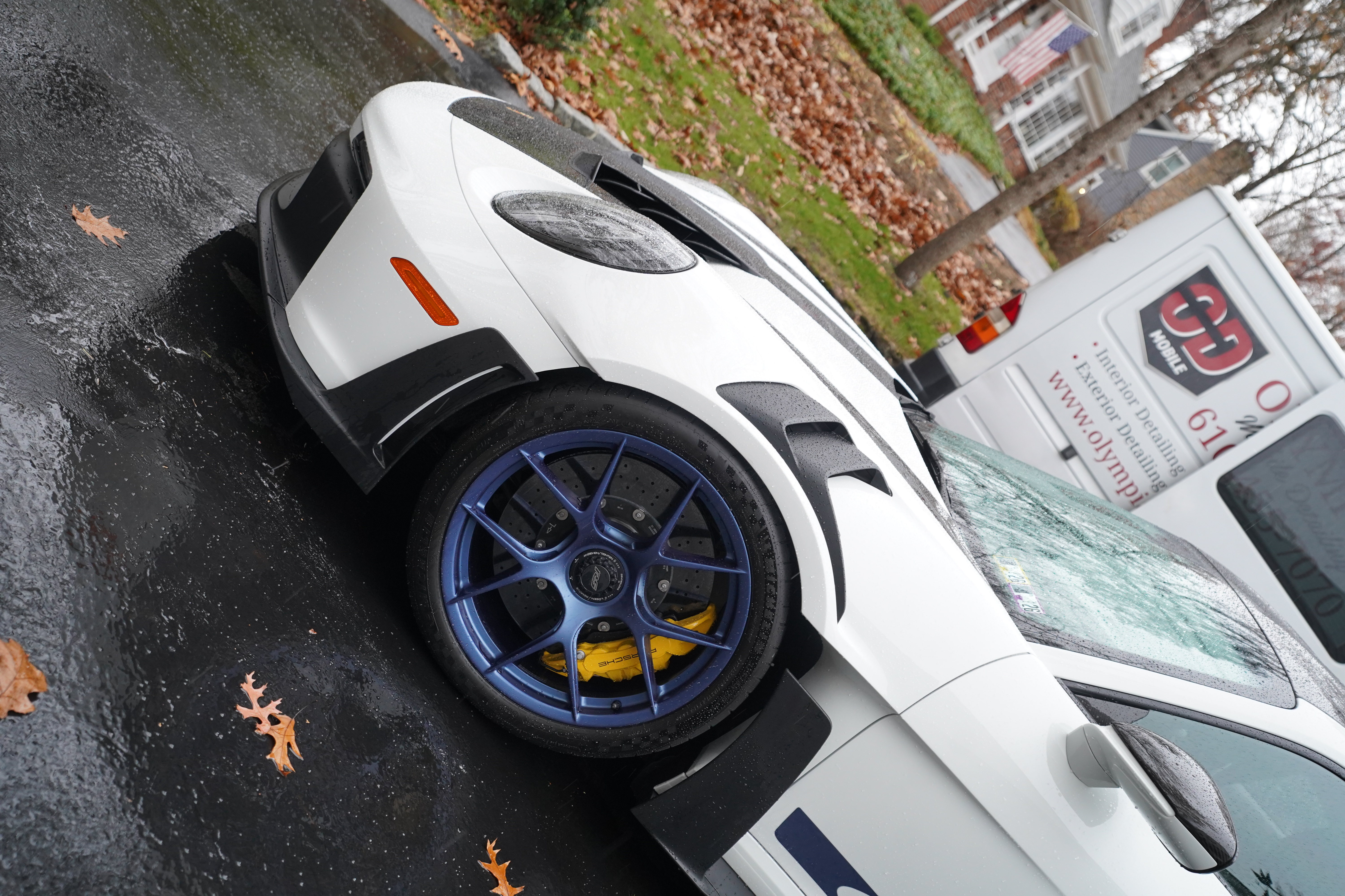 White Porsche 911 GT3 after ceramic coating, Main Line PA