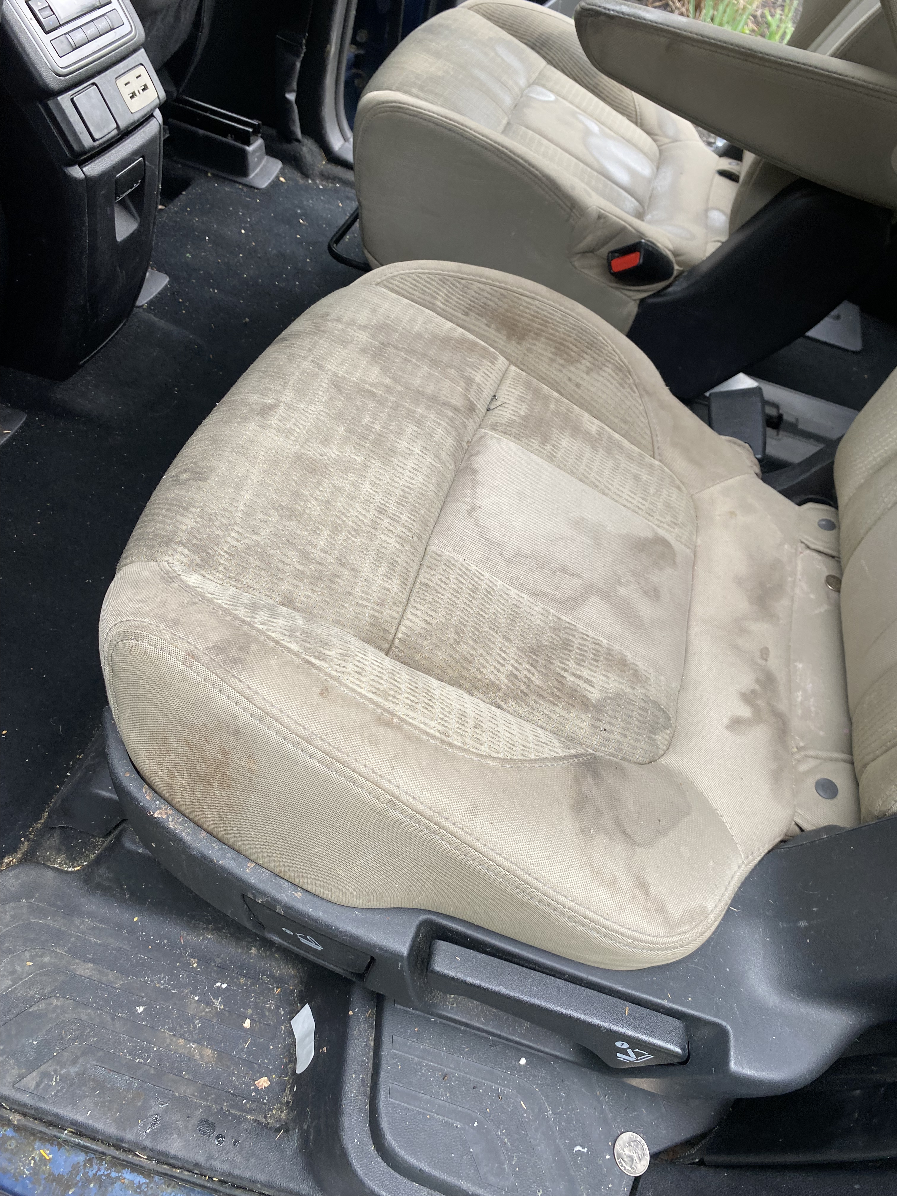Before interior detail in Plymouth Meeting PA - stained seats