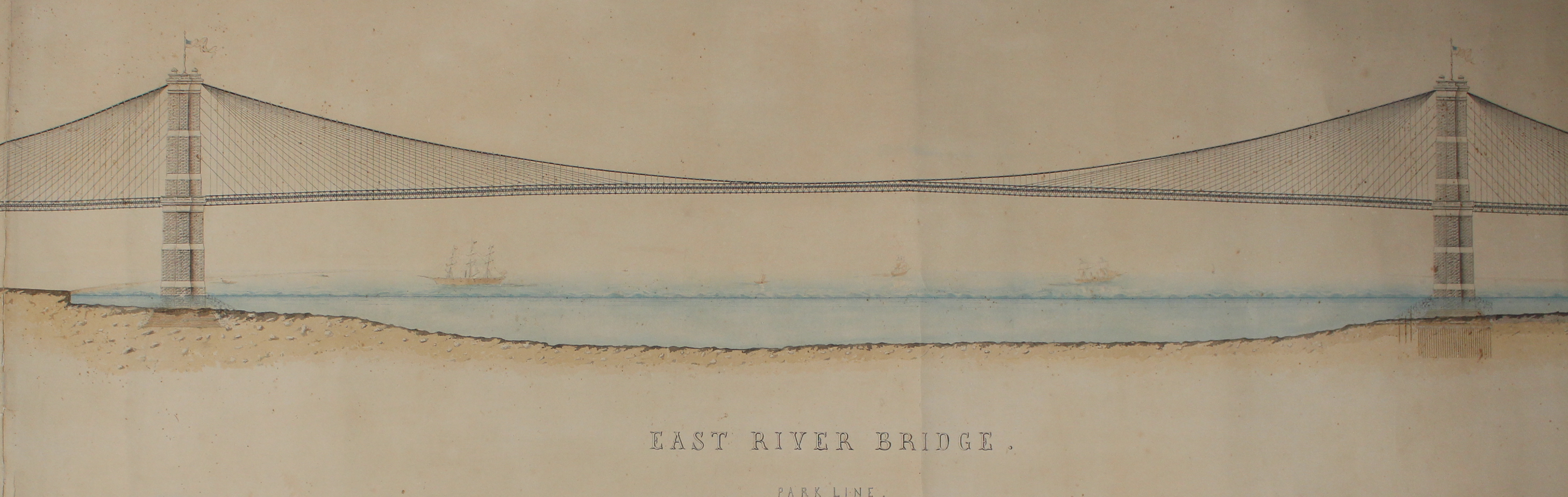 John Roebling Design drawing for the Brooklyn Bridge