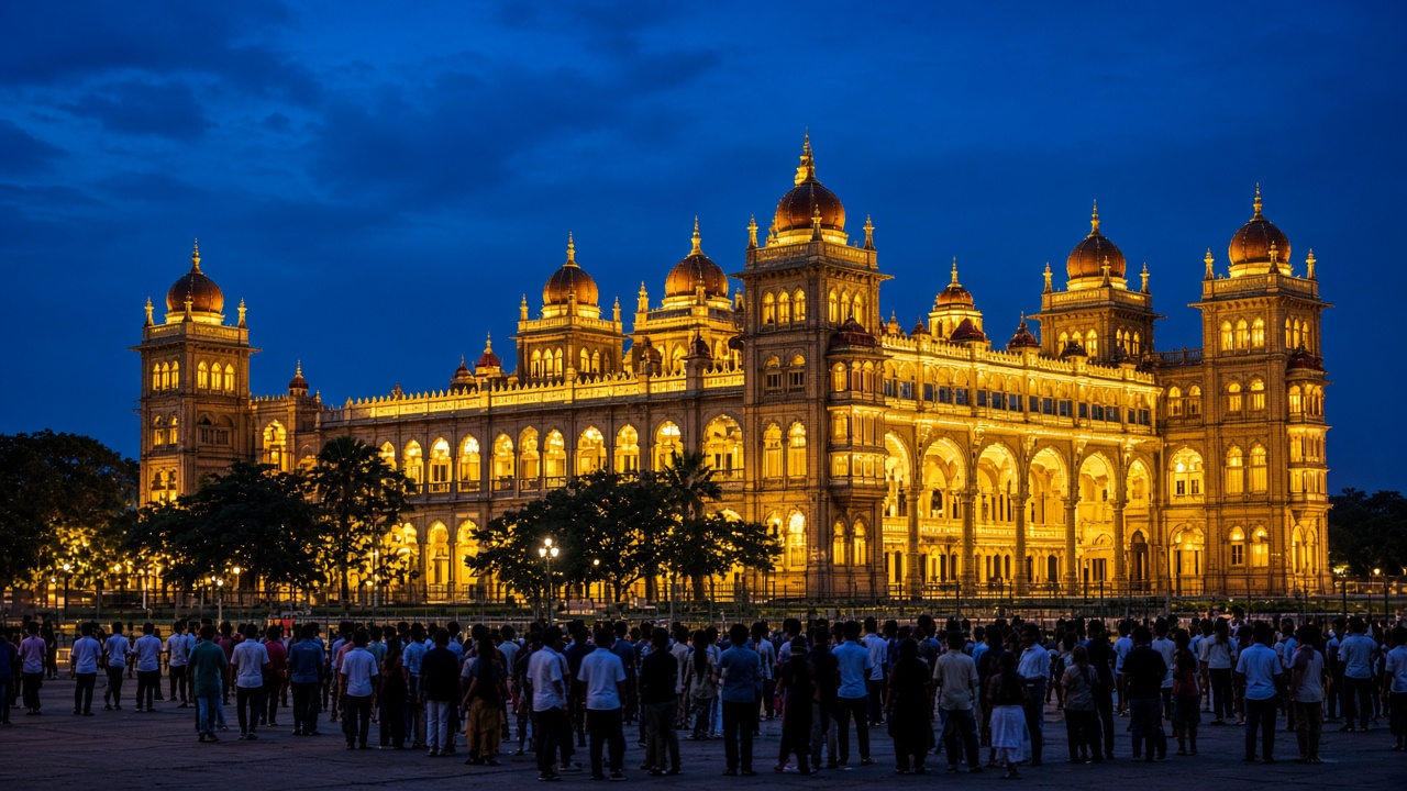 mysore-place-palace-night