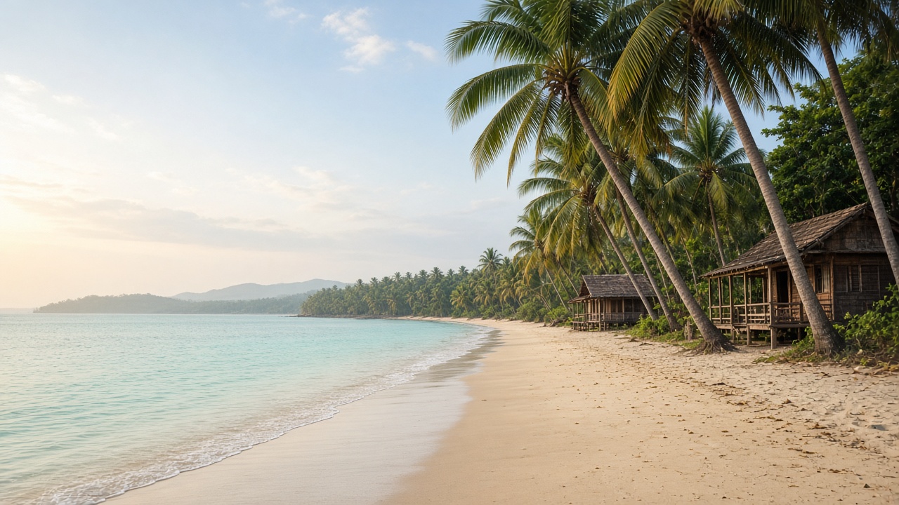 Quiet crescent-shaped Palolem Beach in South Goa