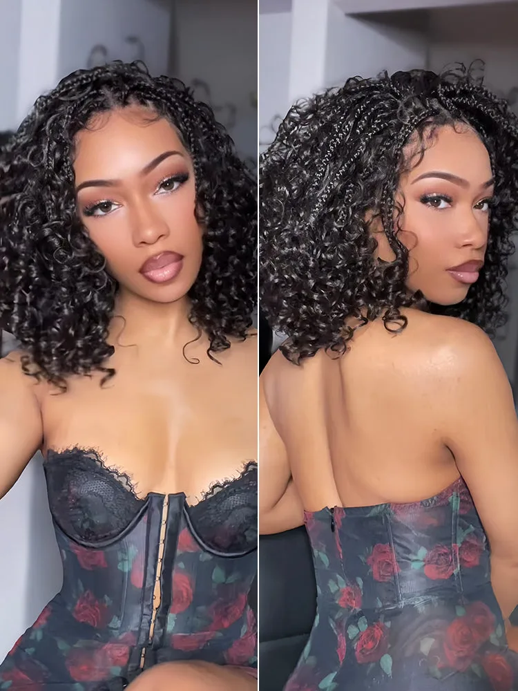 Modèle portant la perruque LYS Fibre Premium Boho Braids Water Wave 12 pouces