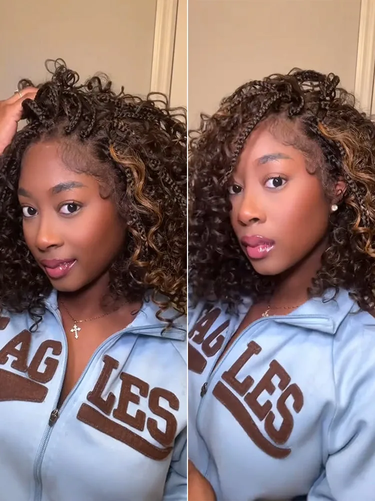Modèle portant la perruque LYS Fibre Premium Boho Braids Water Wave 20 pouces