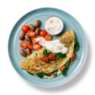 Omelette with Cherry Tomato, Olives and Basil