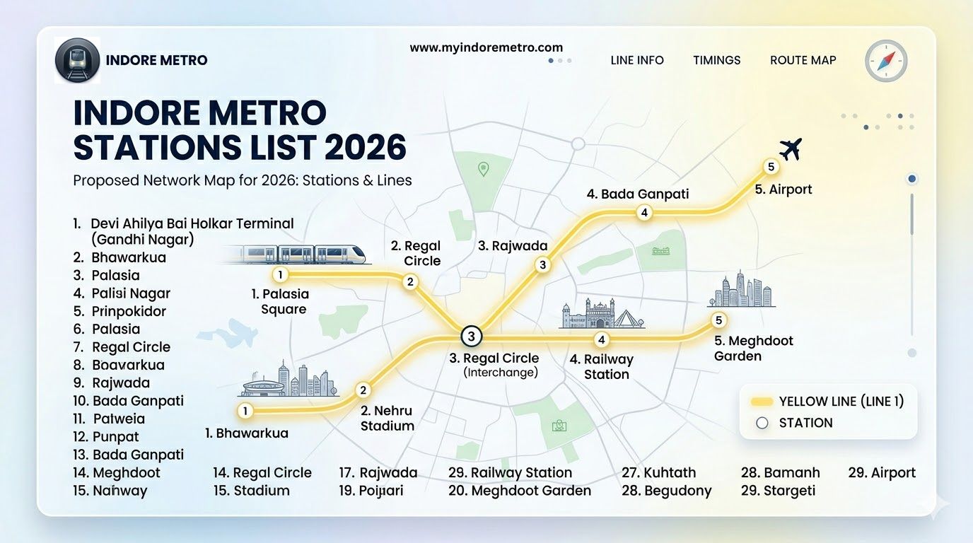 Indore Metro Stations List – All Stations Name & Details 2026