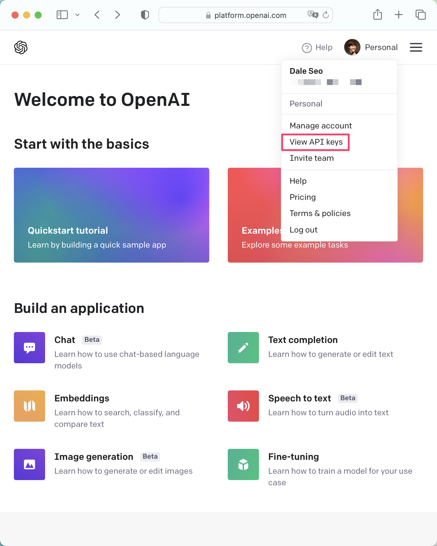 OpenAI Key 발급 1