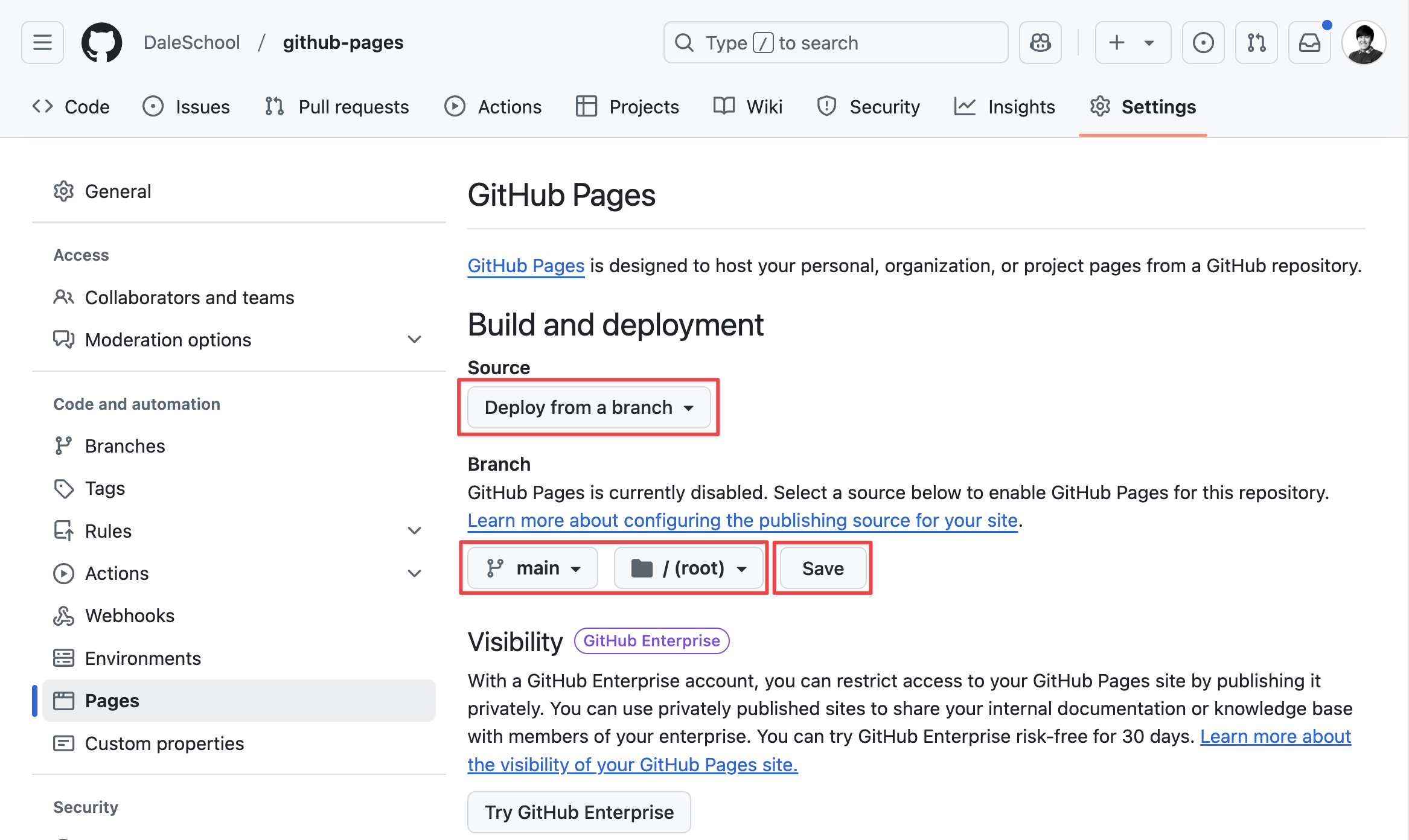 GitHub Pages 설정