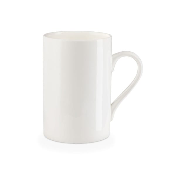 High-gloss, bright white 11 oz ceramic mug available in 12 colors
