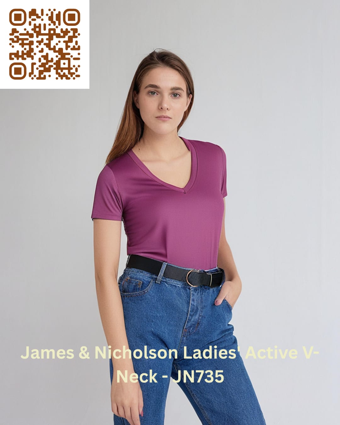 James & Nicholson Ladies' Active V-Neck - JN735