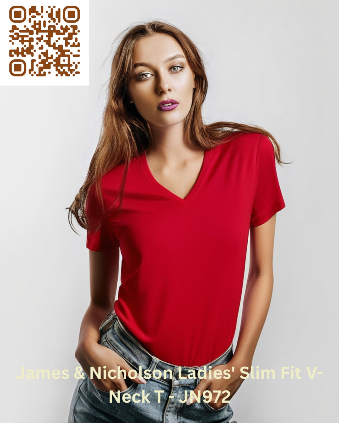 James & Nicholson Ladies' Slim Fit V-Neck T - JN972