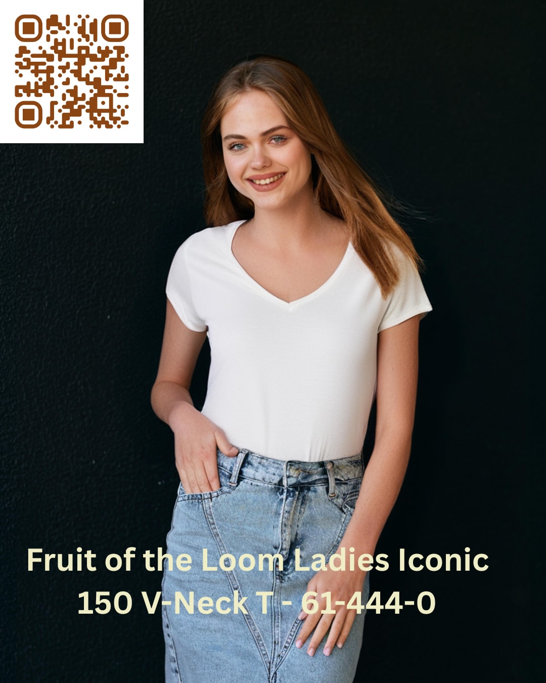 Fruit of the Loom Ladies Iconic 150 V-Neck T - 61-444-0