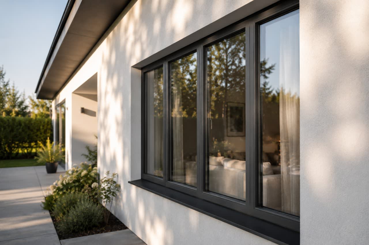 Interieur moderne avec grandes fenêtres en PVC