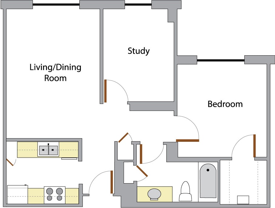 Swiss Tower one bedroom layout