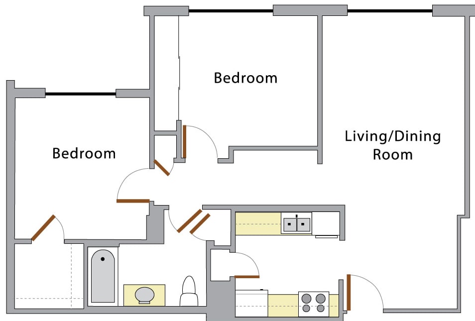 Swiss Tower two bedroom layout