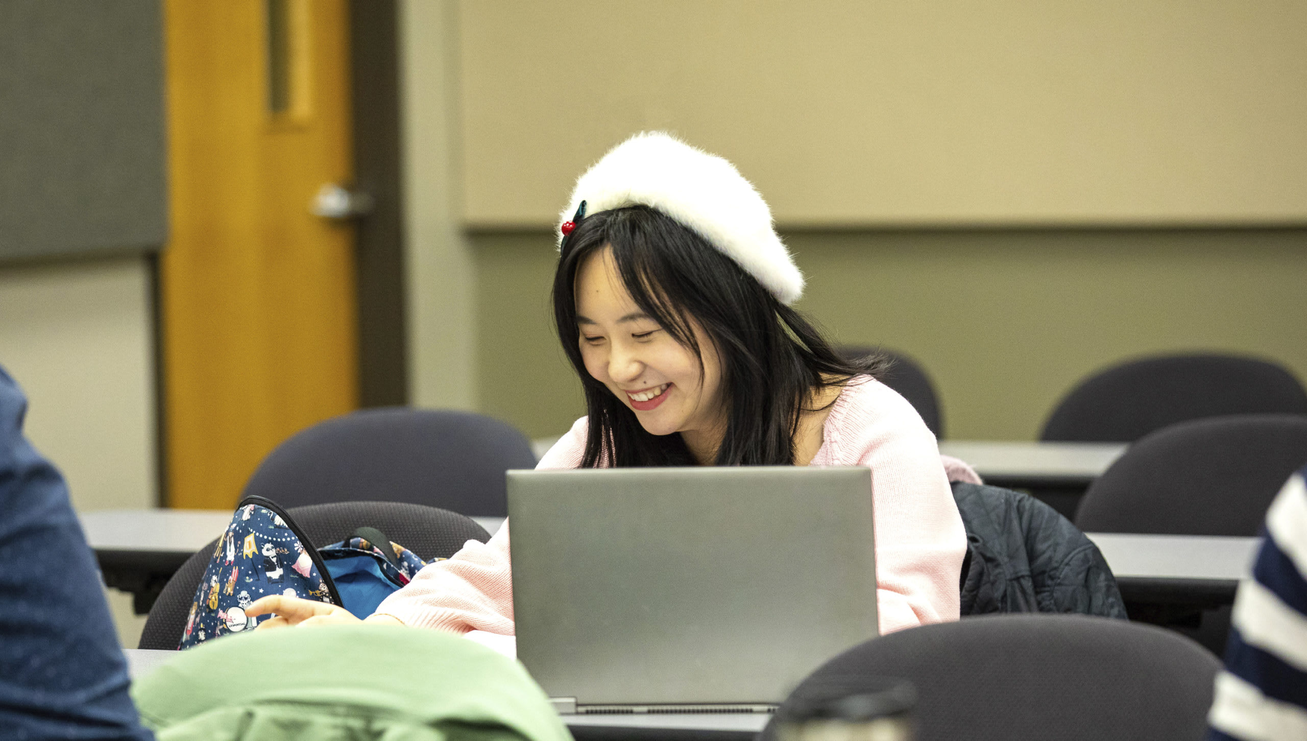 young women in class
