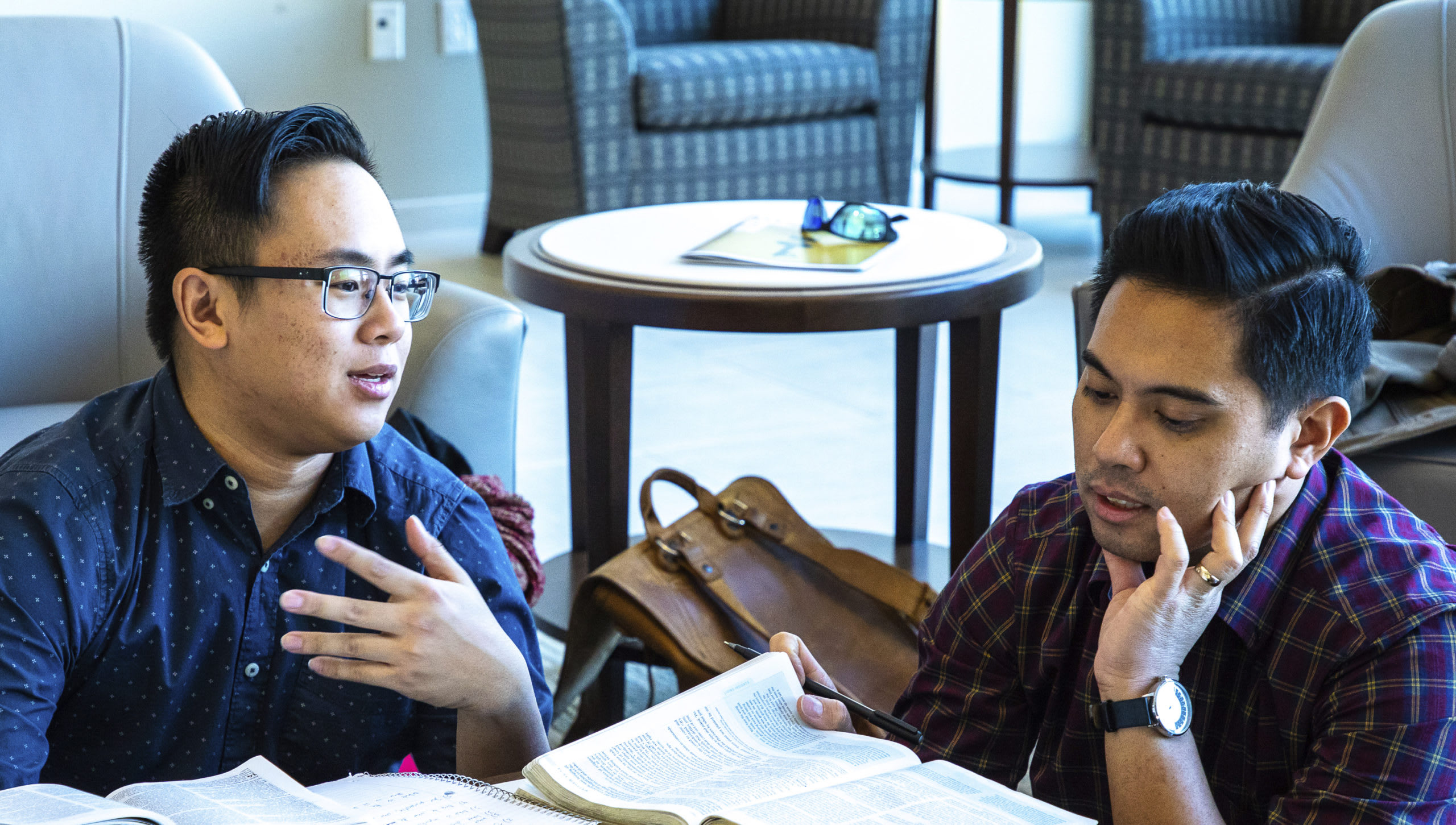 two students studying together