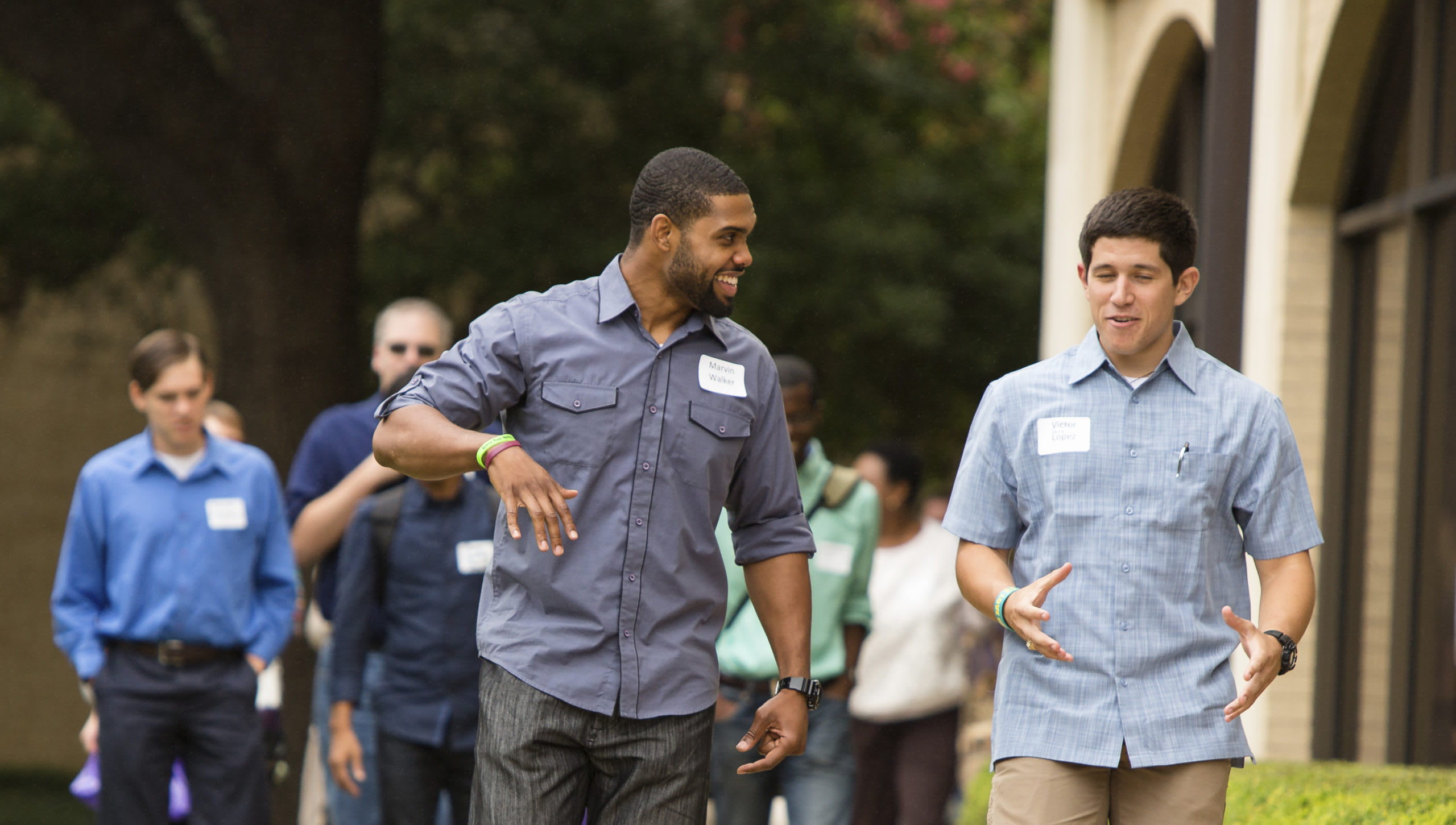 students walking outside