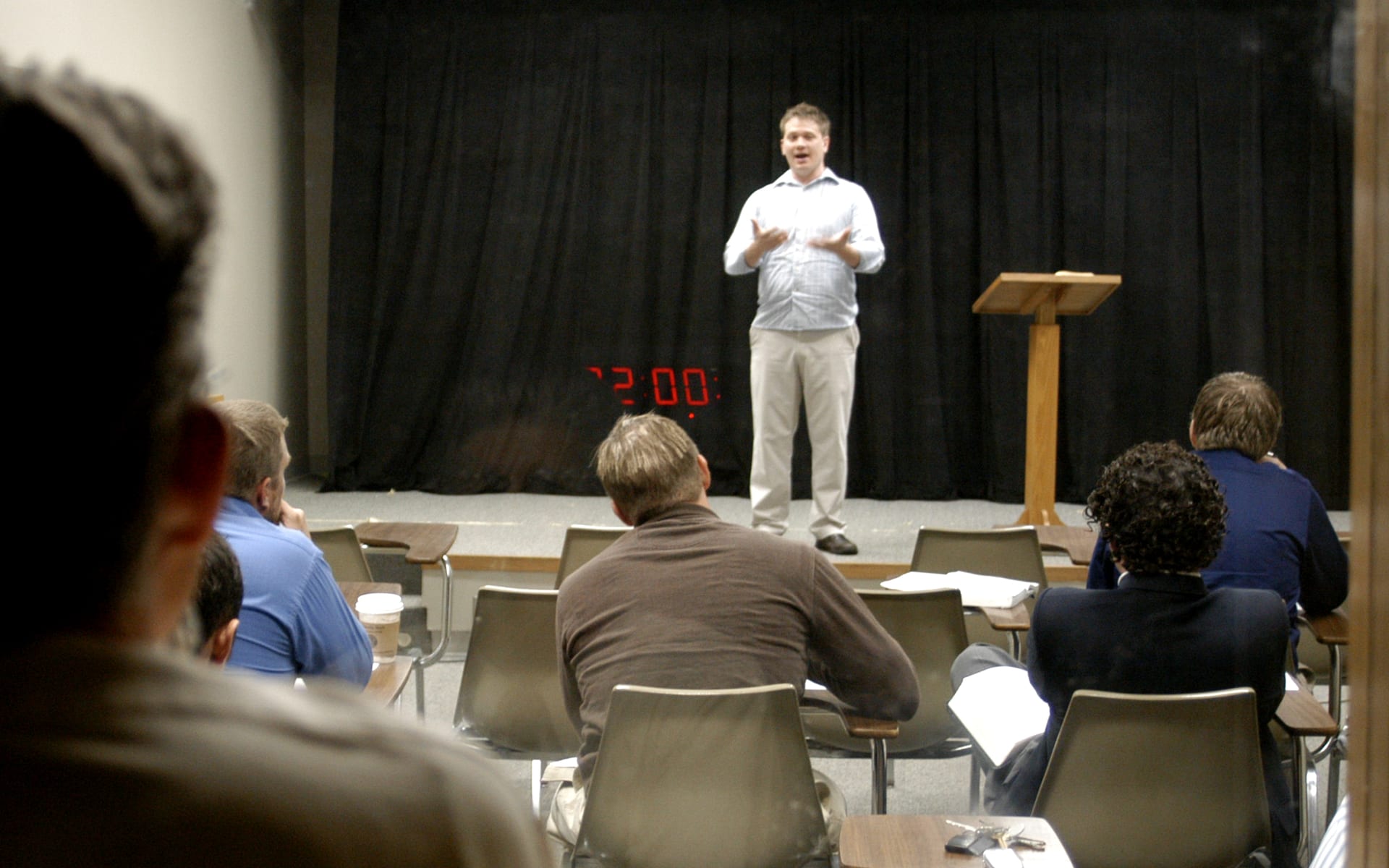 student preaching in preaching class