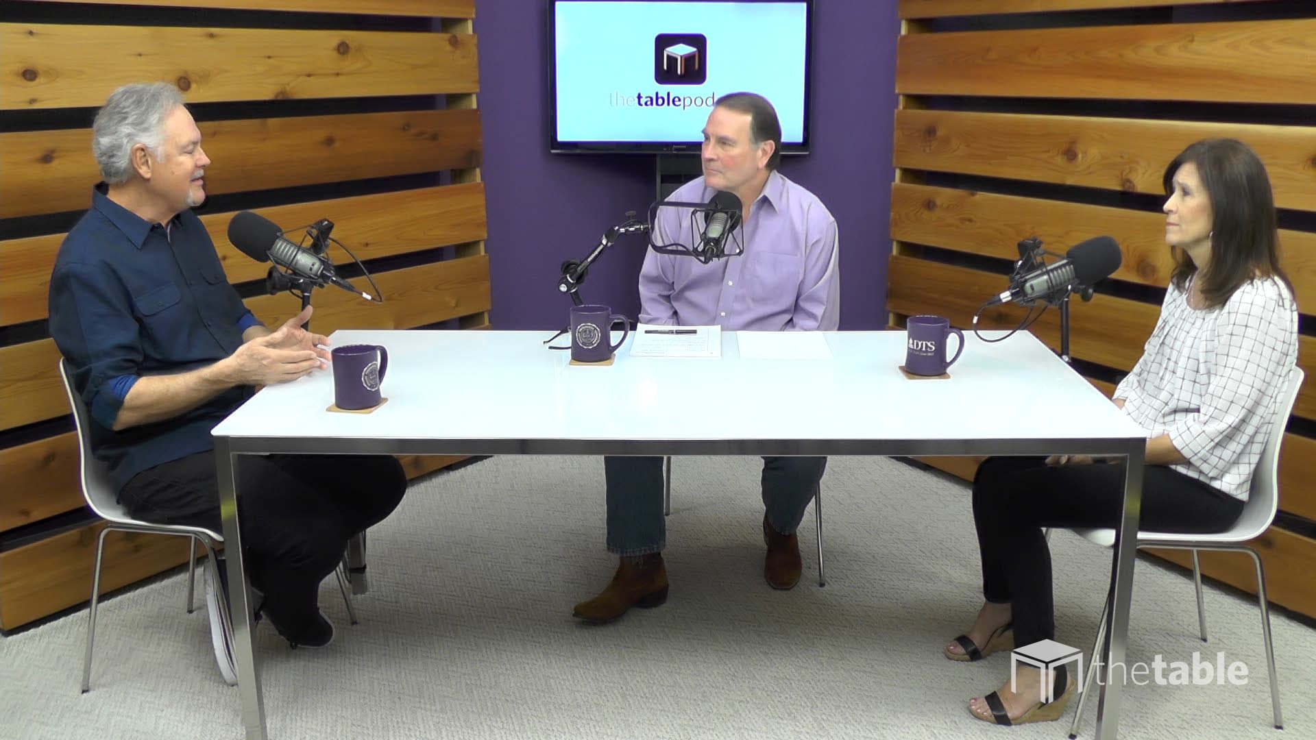 Guest speakers recording The Table podcast