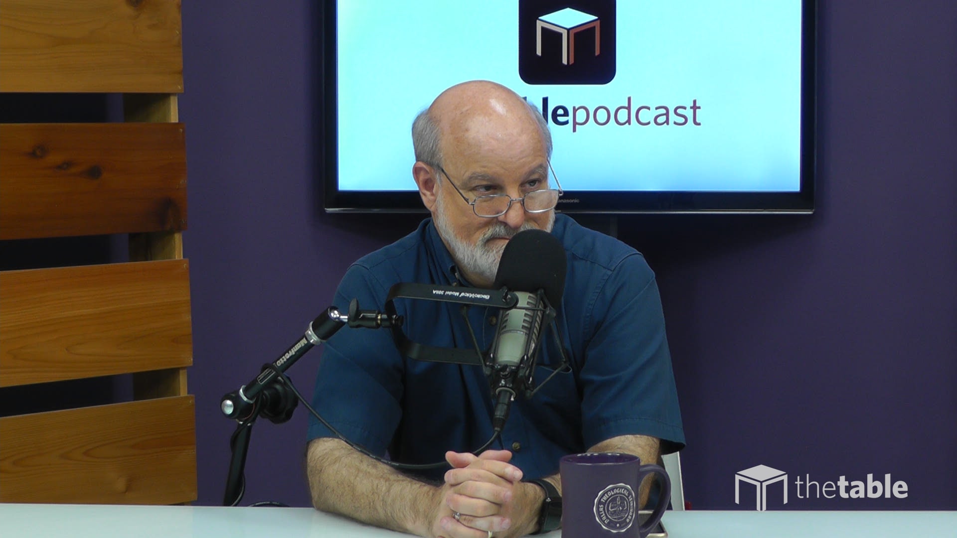 Dr. Bock recording The Table podcast