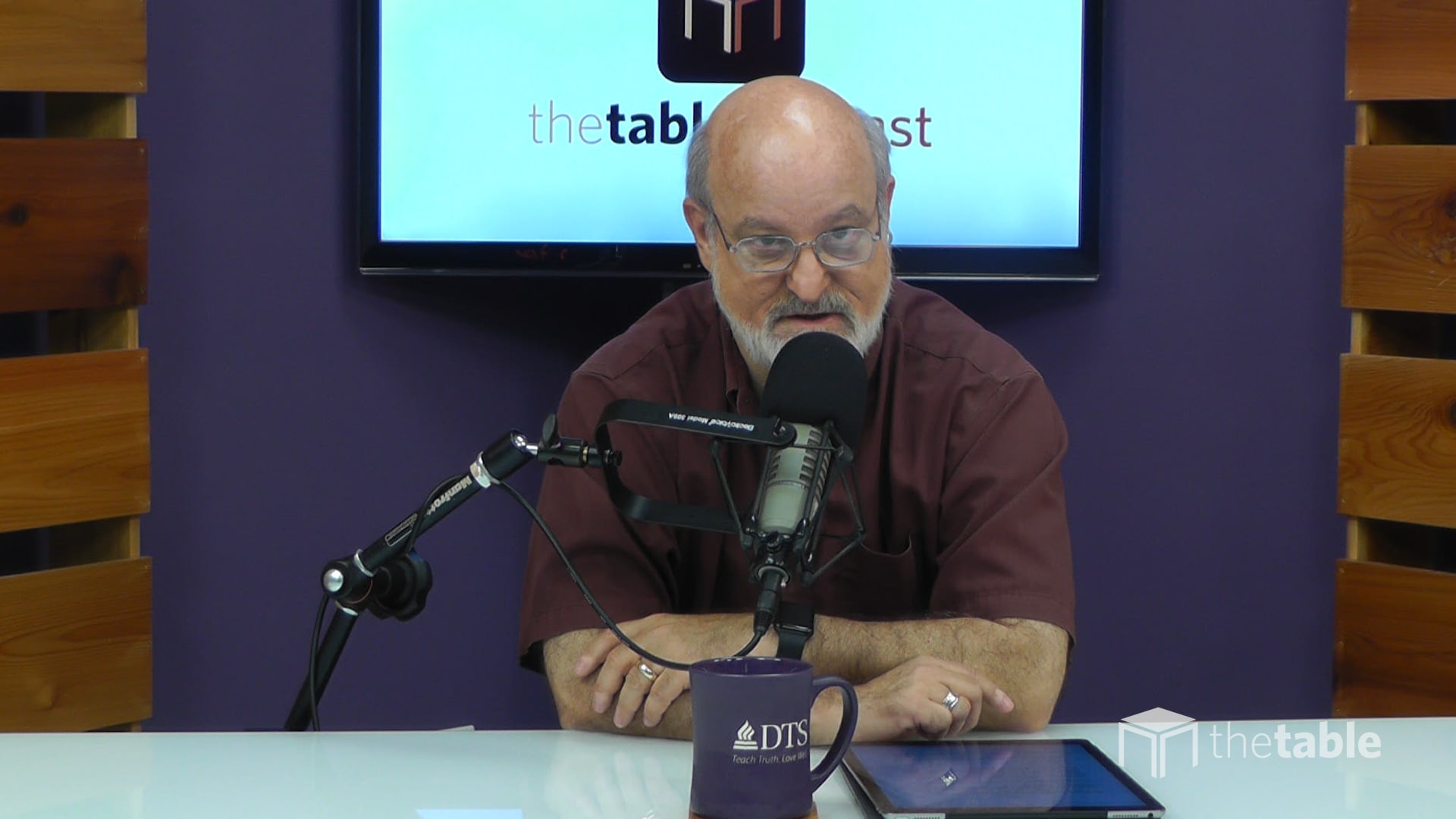 Dr. Bock recording The Table podcast