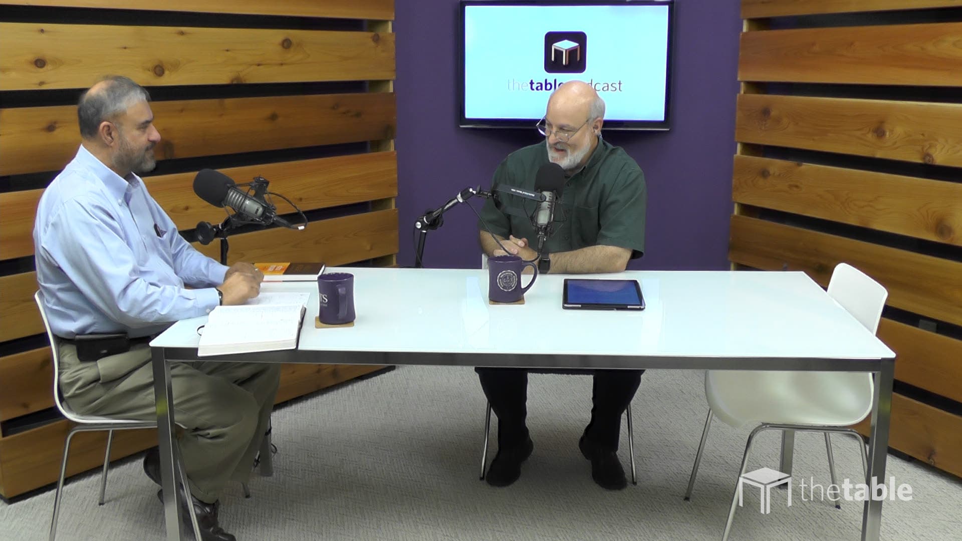 Dr. Bock and guest recording The Table podcast