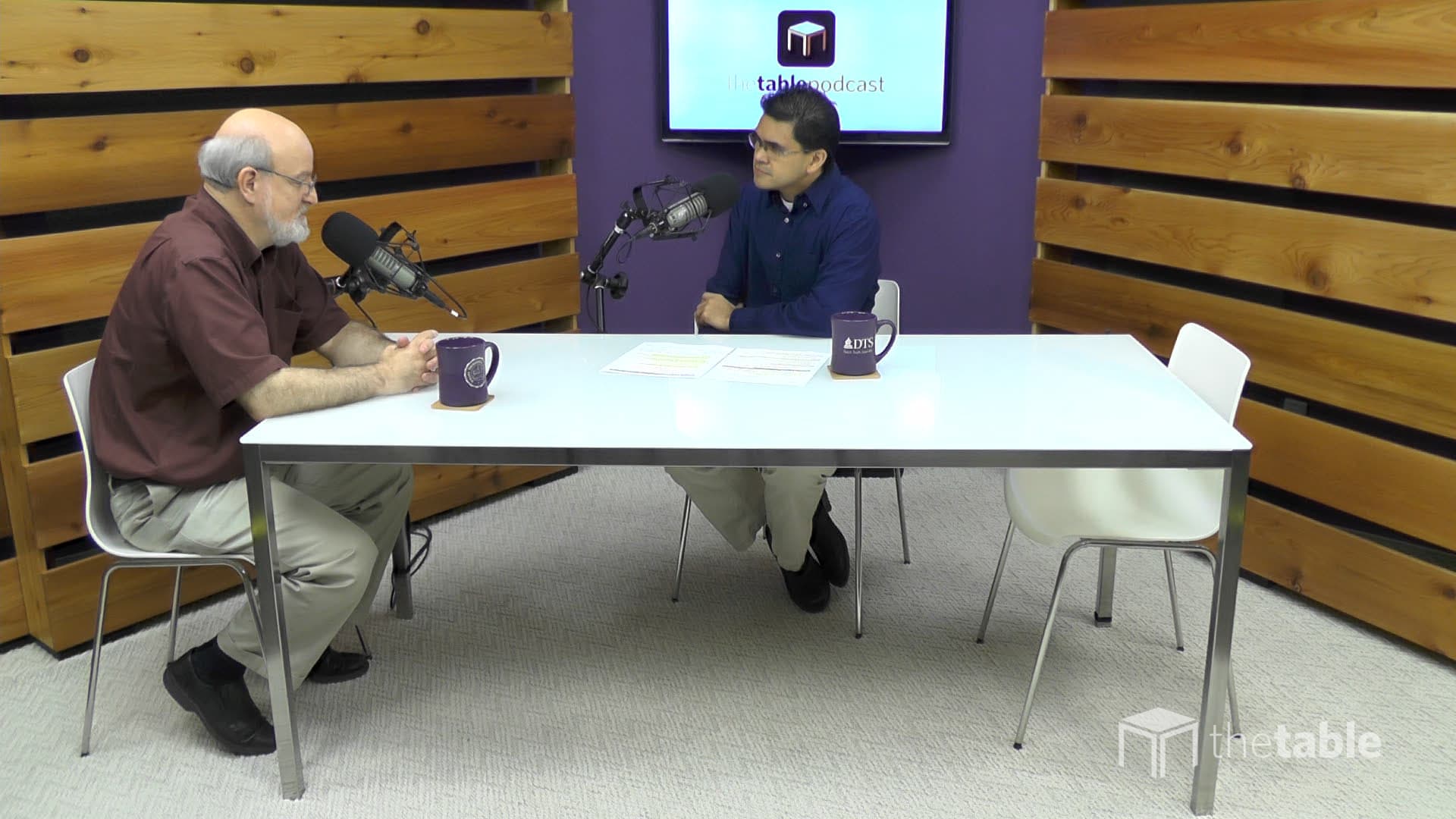 Dr. Bock and guest recording The Table podcast
