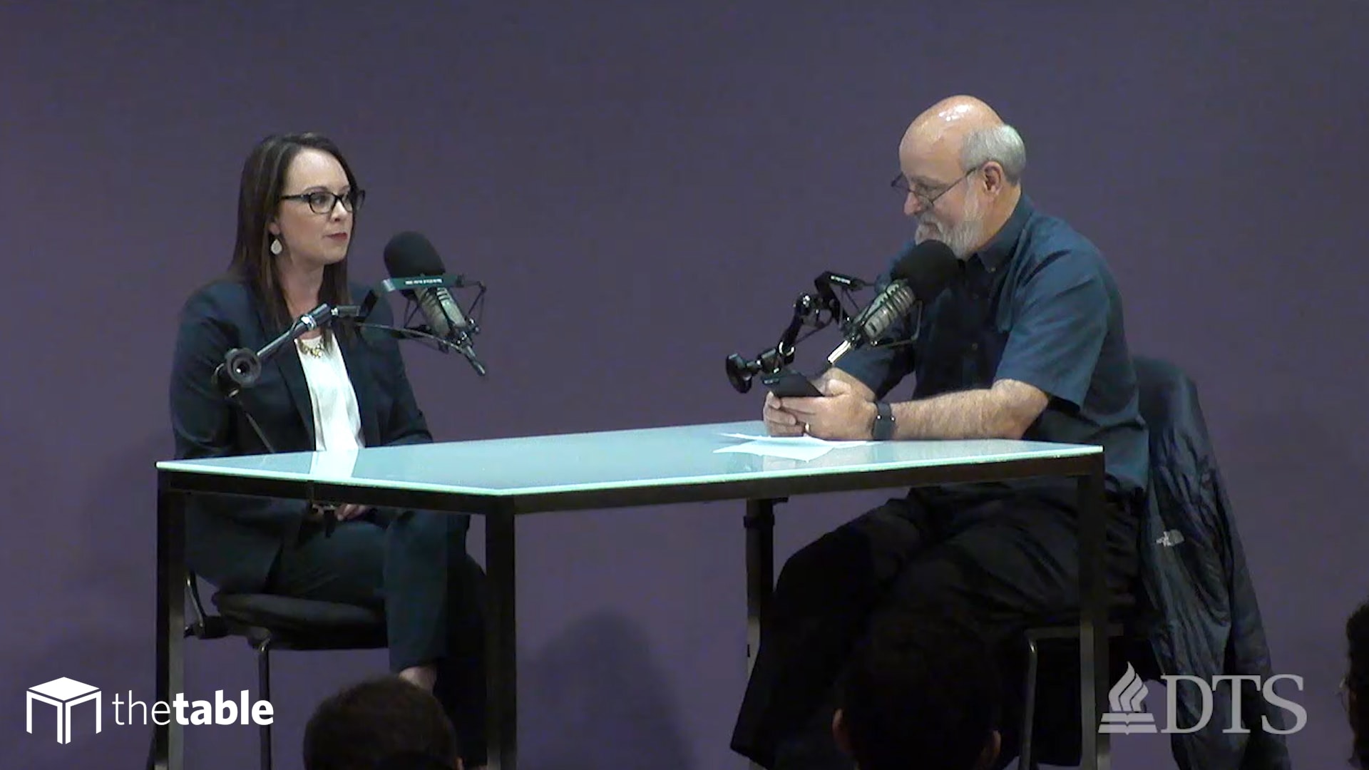 Dr. Bock and guest recording The Table podcast