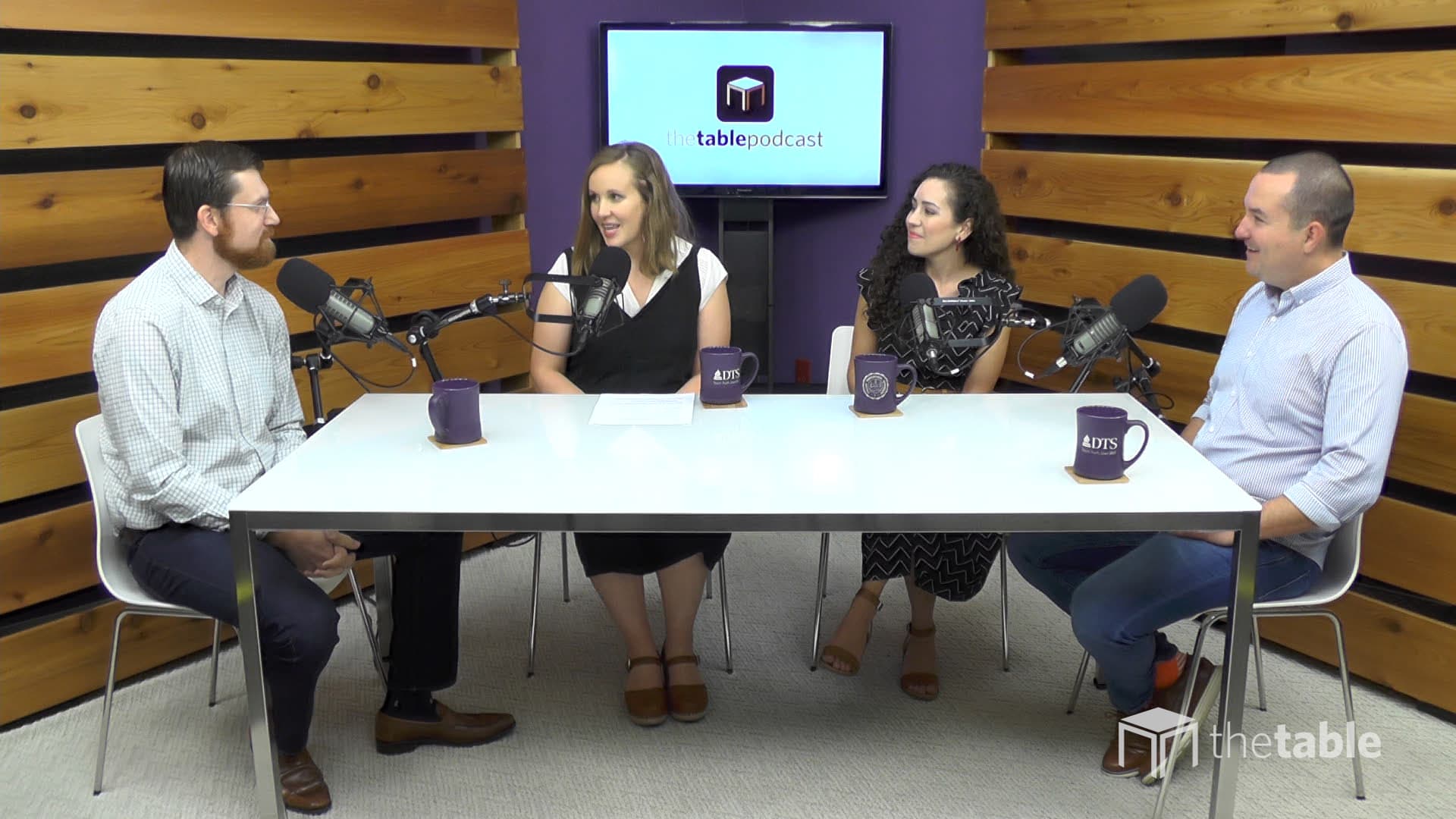 Guest speakers recording The Table podcast