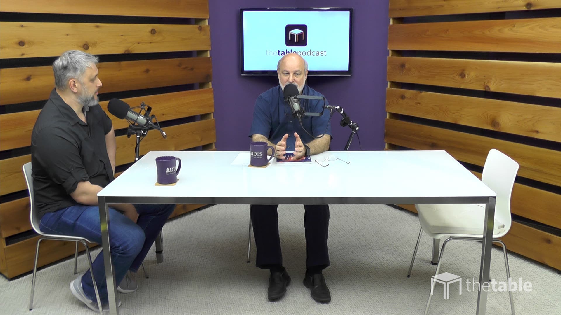 Dr. Bock and guest recording The Table podcast