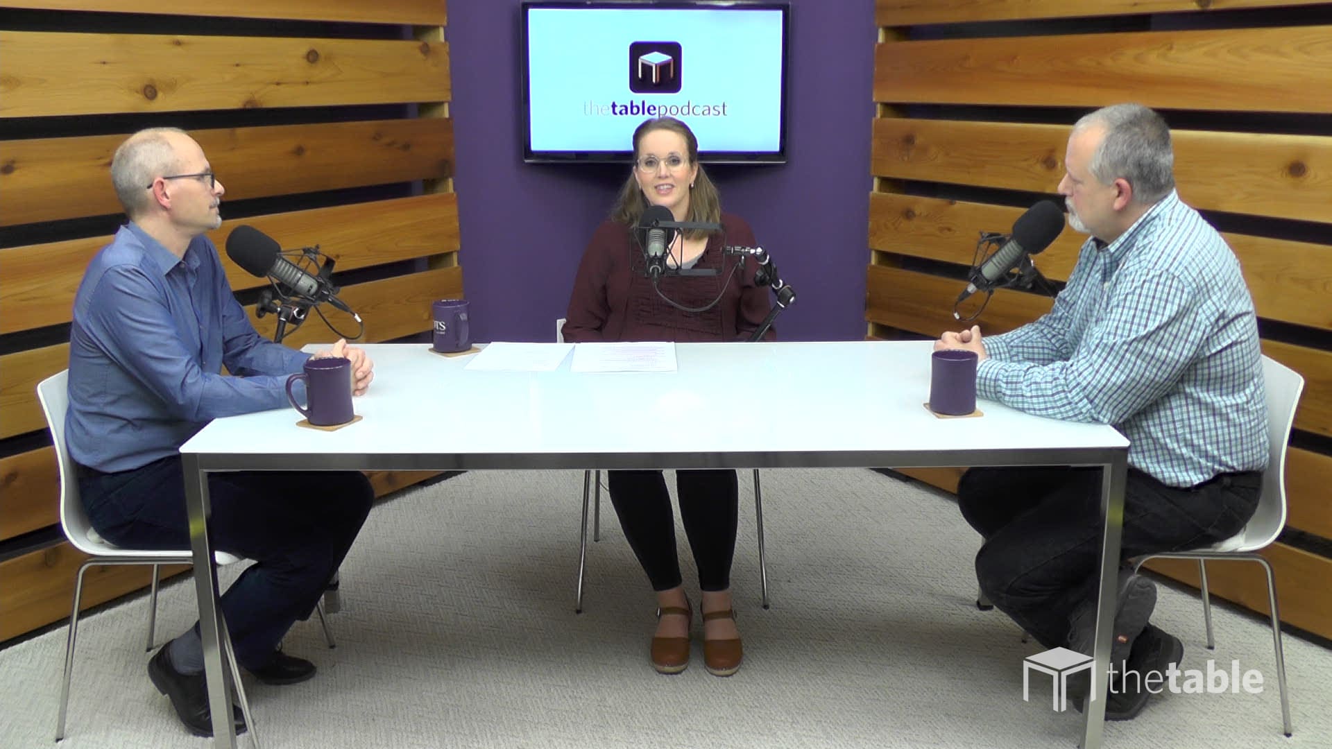 Dr. Svigel, Dr. Kreider, and guest recording The Table podcast