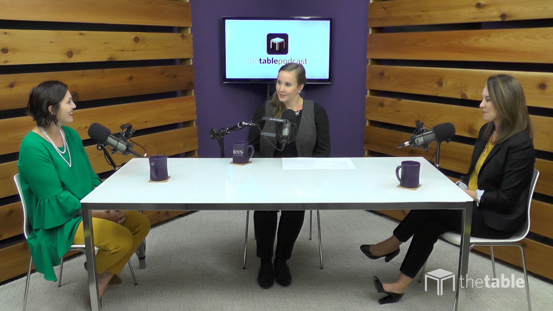 Guest speakers recording The Table podcast