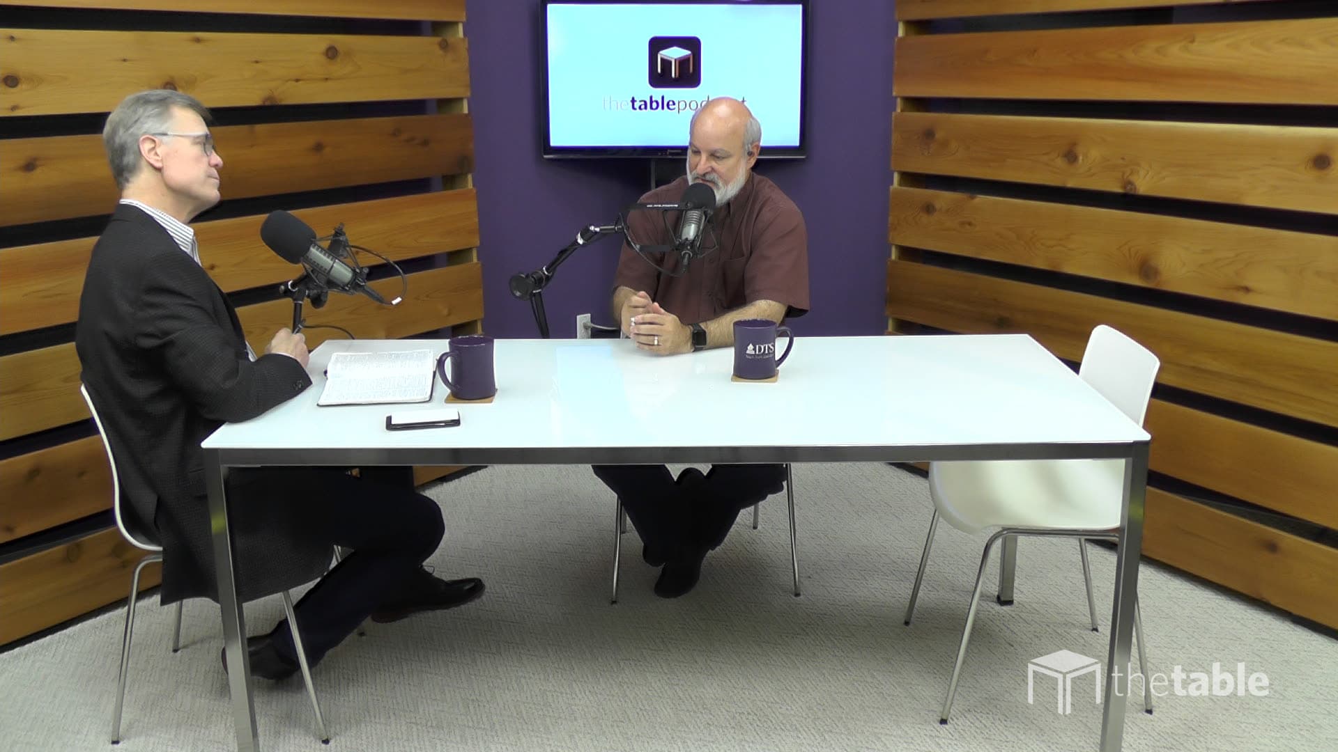 Dr. Bock and guest recording The Table podcast