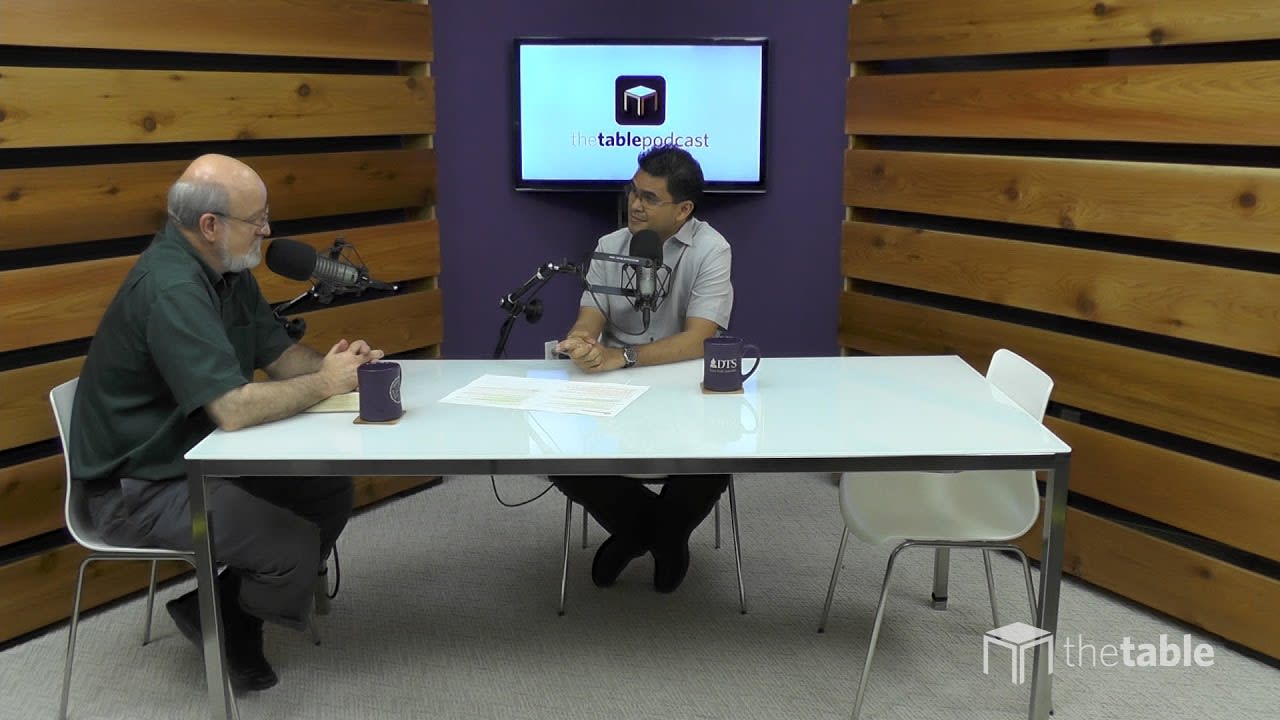 Dr. Bock and Mikel Del Rosario recording The Table podcast