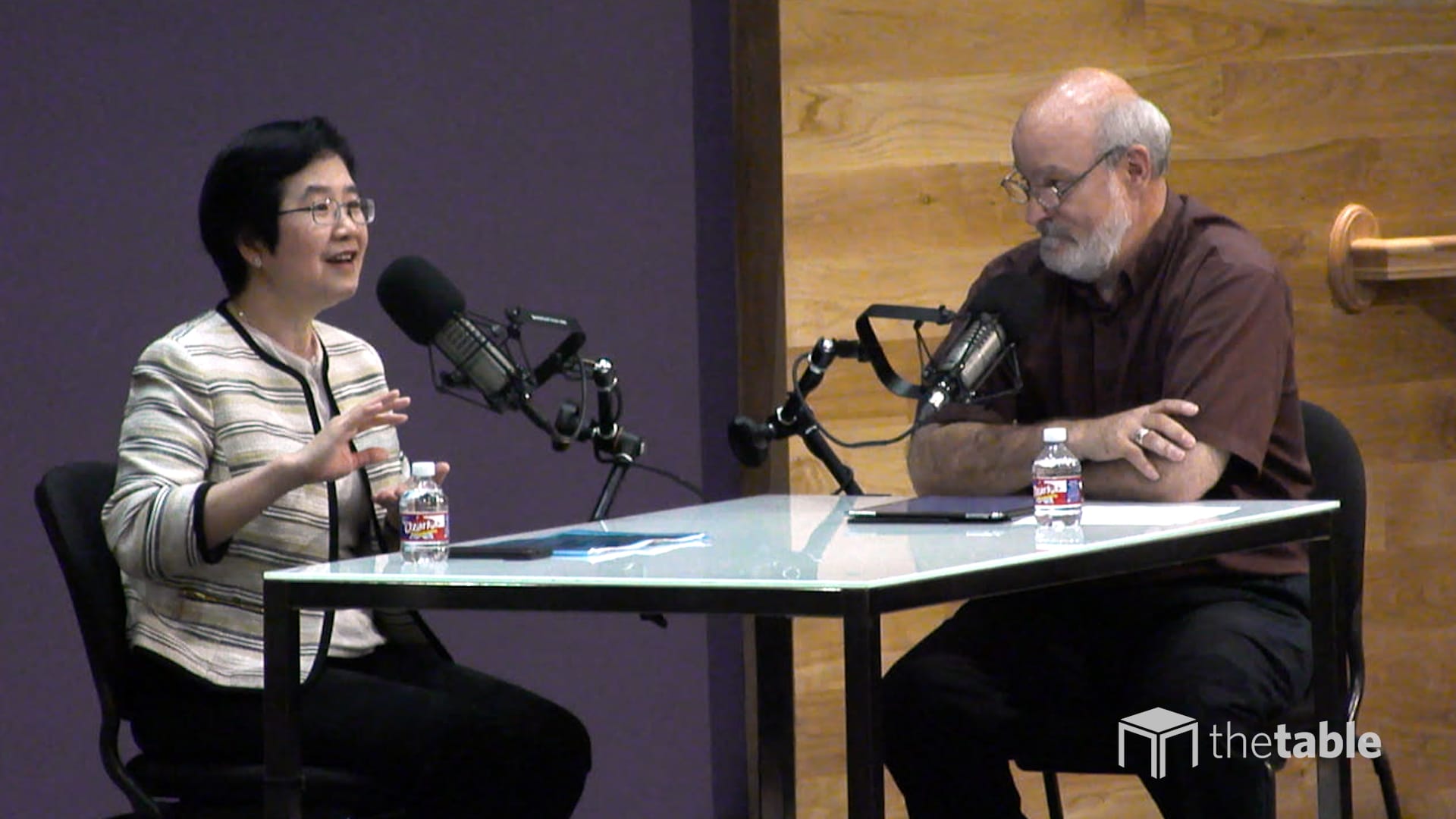 Dr. Bock and guest recording The Table podcast