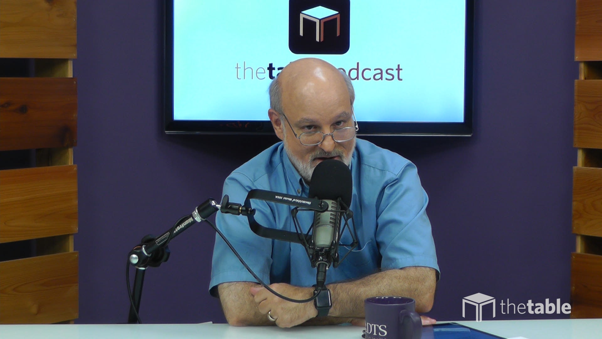 Dr. Bock recording The Table podcast