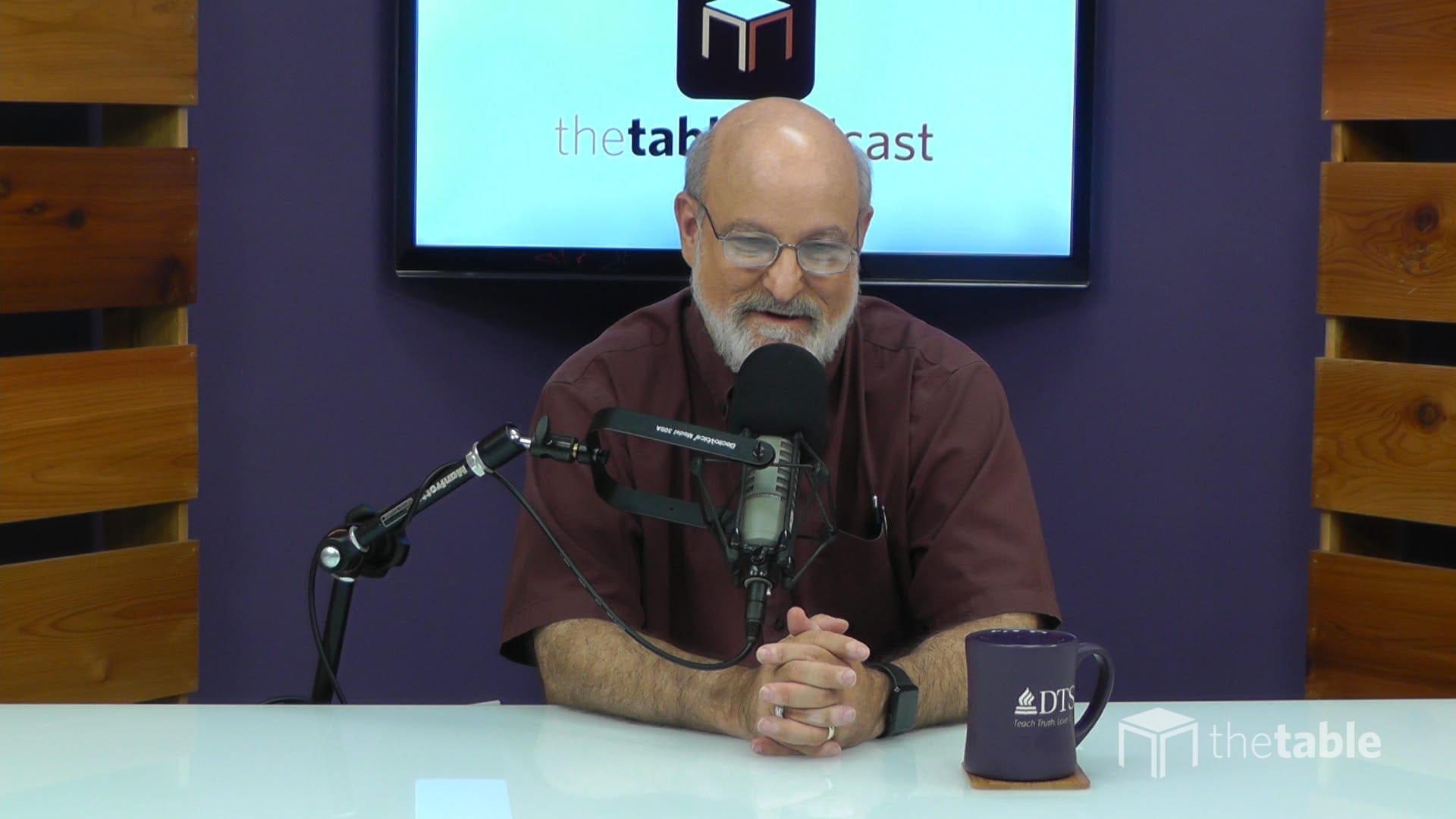 Dr. Bock recording The Table podcast